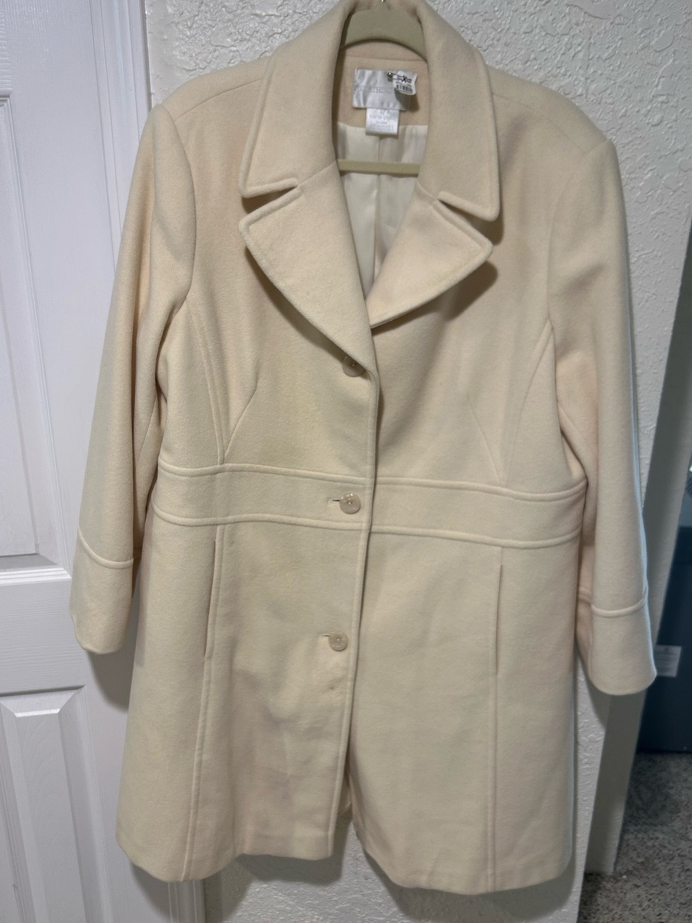 Worthington Cream Wool-Blend Pea Coat